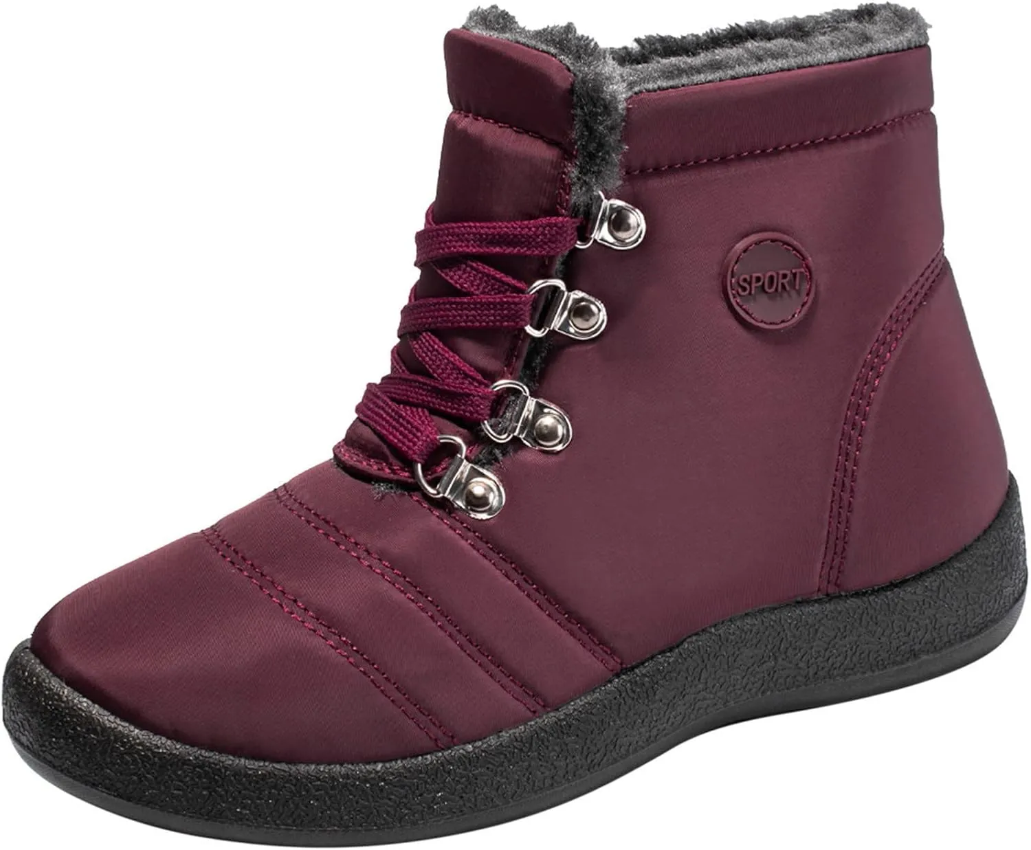 Winter Boots for Women,Water-proof Comfortable Fleece Lined Mid Calf Winter Snow Boots Wide Width Ankle Boots Lace up Snow Boots Winter Boots Insulated Non Slip Shoes for Outdoor Sport