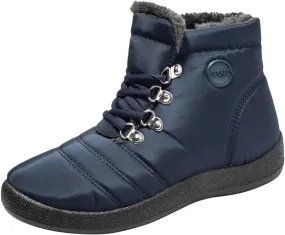 Winter Boots for Women,Water-proof Comfortable Fleece Lined Mid Calf Winter Snow Boots Wide Width Ankle Boots Lace up Snow Boots Winter Boots Insulated Non Slip Shoes for Outdoor Sport