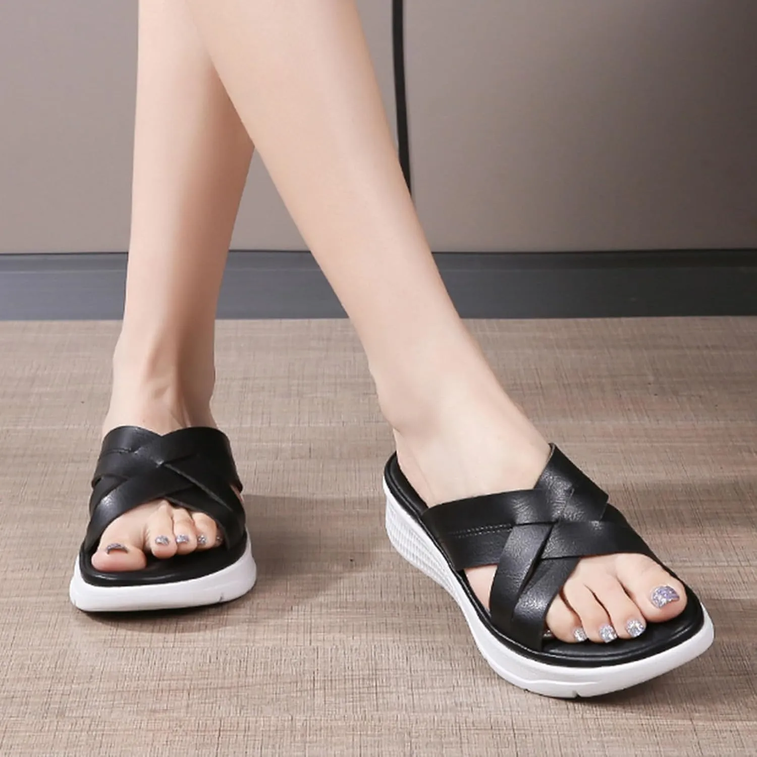 Women Wedge Sandals Womens Sandals with Memory Foam Insole and Cork Footbed Womens Low Wedges Platform Sandals