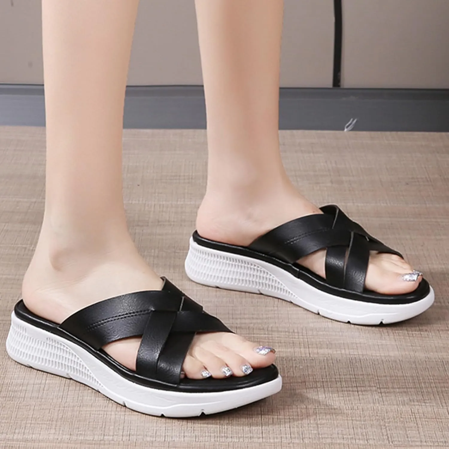 Women Wedge Sandals Womens Sandals with Memory Foam Insole and Cork Footbed Womens Low Wedges Platform Sandals