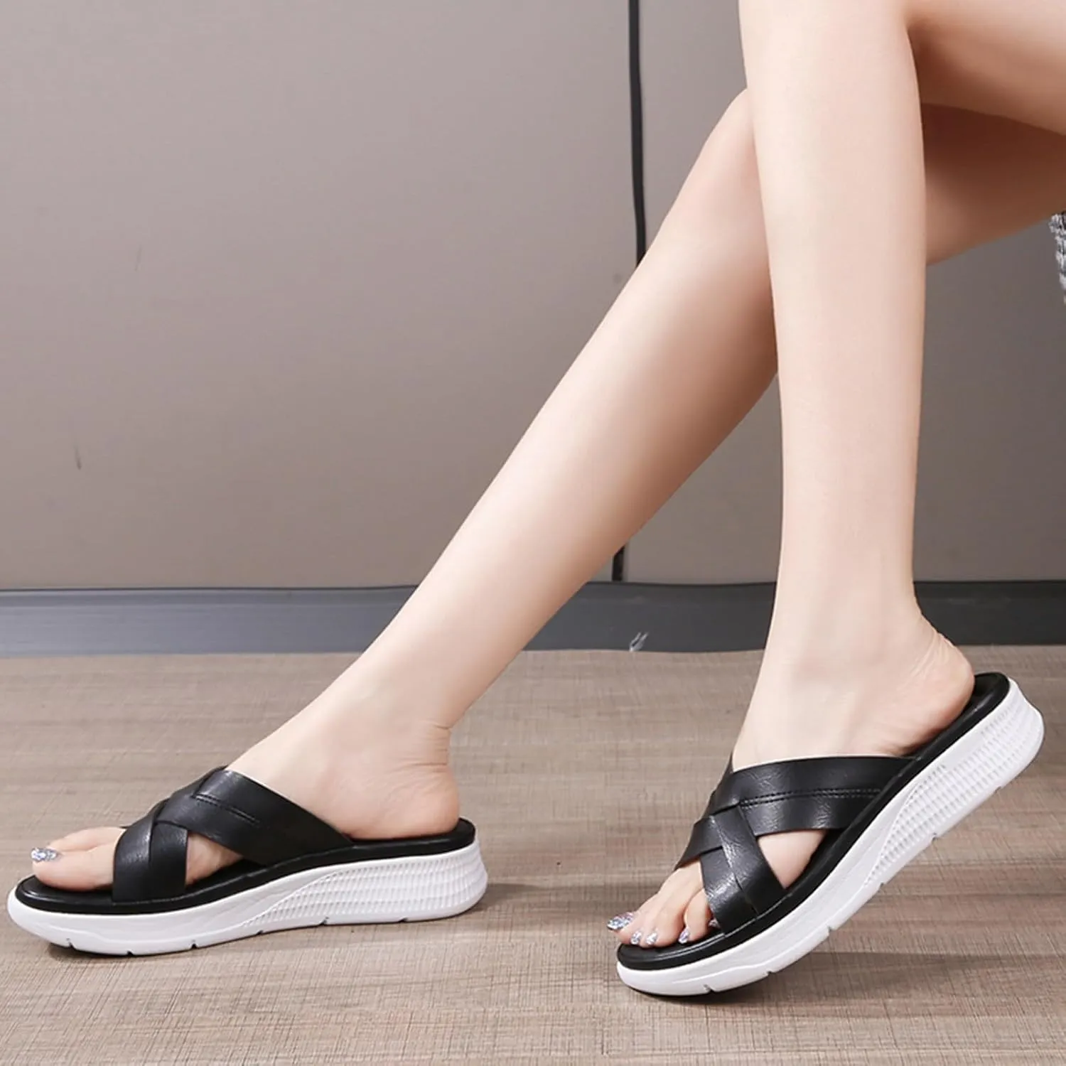 Women Wedge Sandals Womens Sandals with Memory Foam Insole and Cork Footbed Womens Low Wedges Platform Sandals