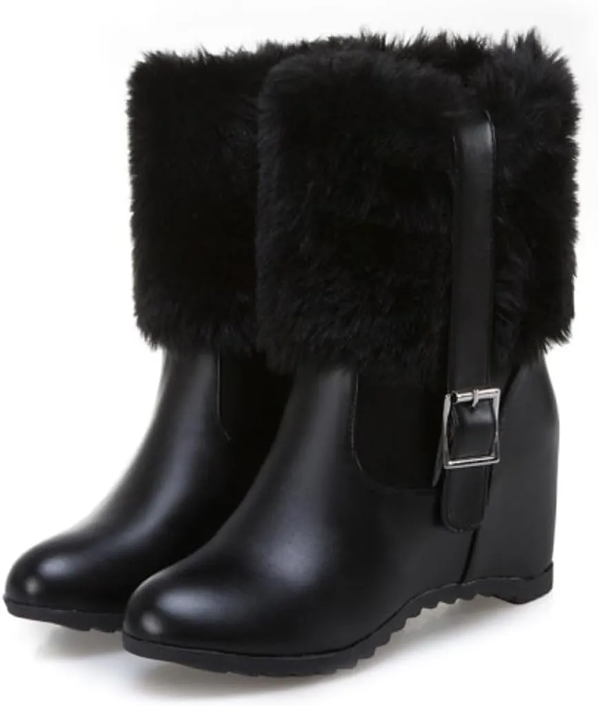 Women's Chunky Heel Ankle Boots Decoration Elevated Thick Sole Short Boots Side Zipper Short Quilted for Women