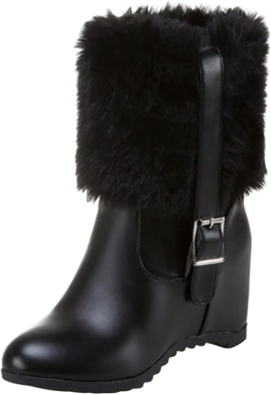 Women's Chunky Heel Ankle Boots Decoration Elevated Thick Sole Short Boots Side Zipper Short Quilted for Women