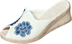 Women's Elegant Thick Bottom Sandals Summer Low Wedges Womens Comfortable Open Toe Sandal Orthopedic Sandals