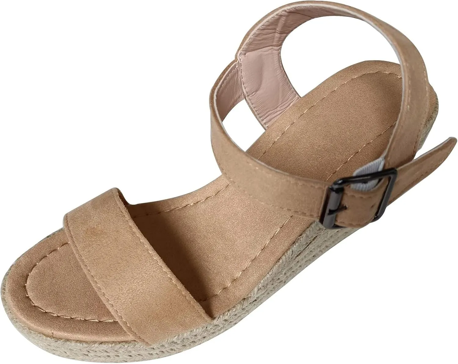 Womens Espadrille Wedge Sandals Open Toe Buckle Ankle Strap Platform Wedge Sandals Summer Beach Shoes