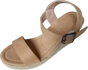 Womens Espadrille Wedge Sandals Open Toe Buckle Ankle Strap Platform Wedge Sandals Summer Beach Shoes