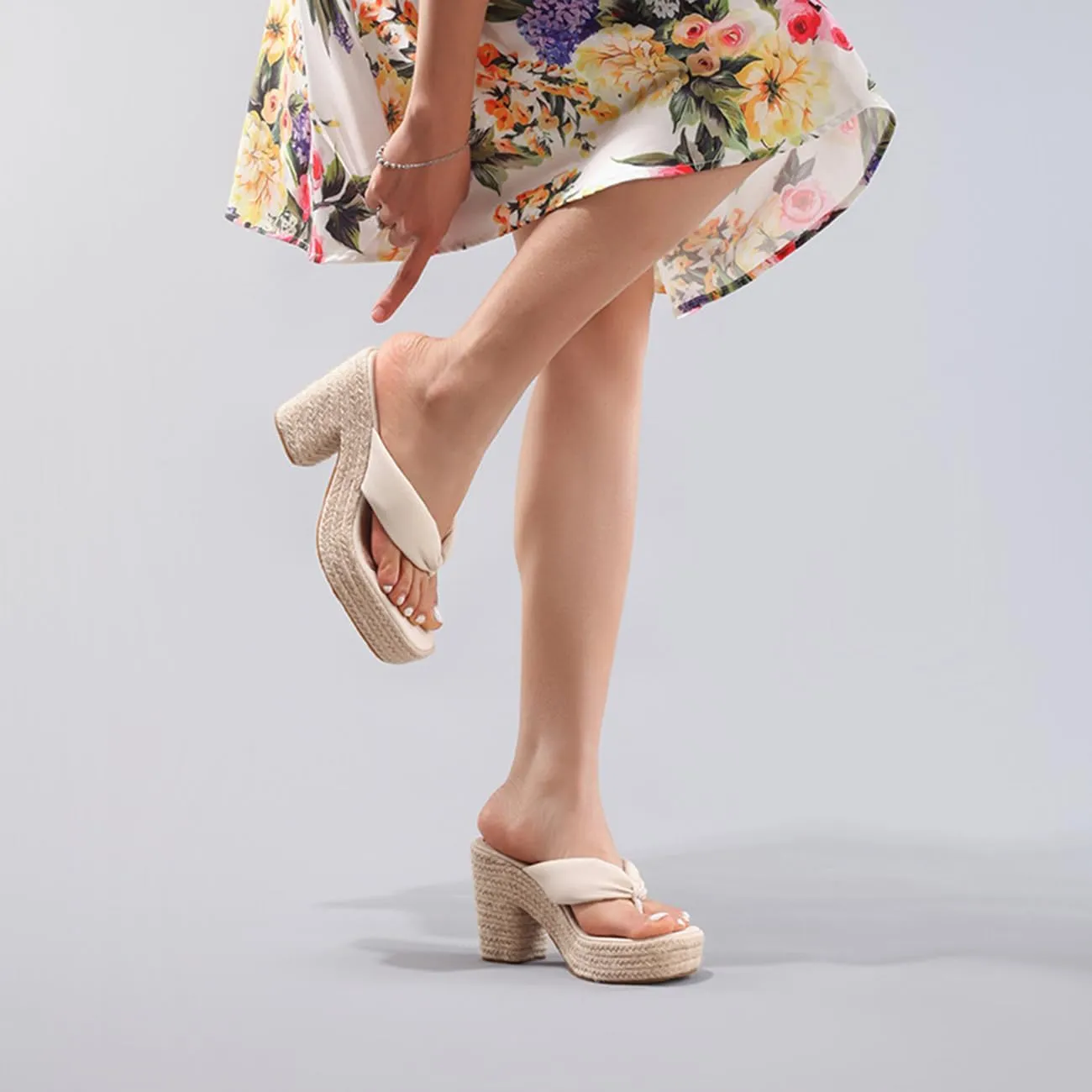 Womens Espadrille Wedges Heel Flip Flops Slippers