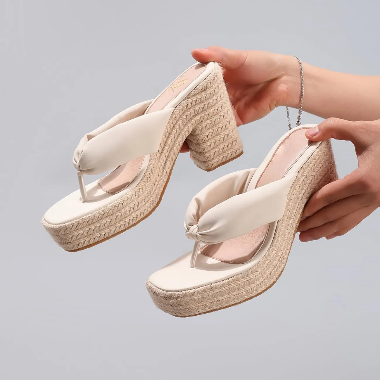 Womens Espadrille Wedges Heel Flip Flops Slippers