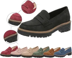 Womens Loafers Shoes Platform Chunky Penny Loafer Lug Sole Comfortable Slip On Work Office Business Casual Dress Shoes, Comfort Orthopedic Shoes, Womens Round Toe Walking Shoe