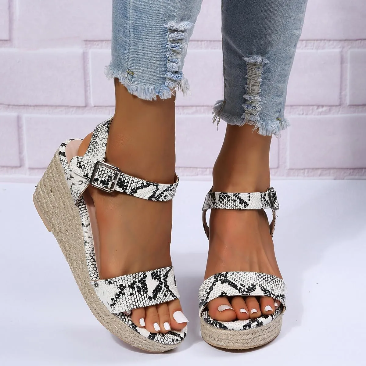 Women'S Open Toe Buckle Ankle Strap Platform Wedge Sandals Espadrille Wedge Sandals Open Toe High Heel Dressy Summer Wedges for Women 2025