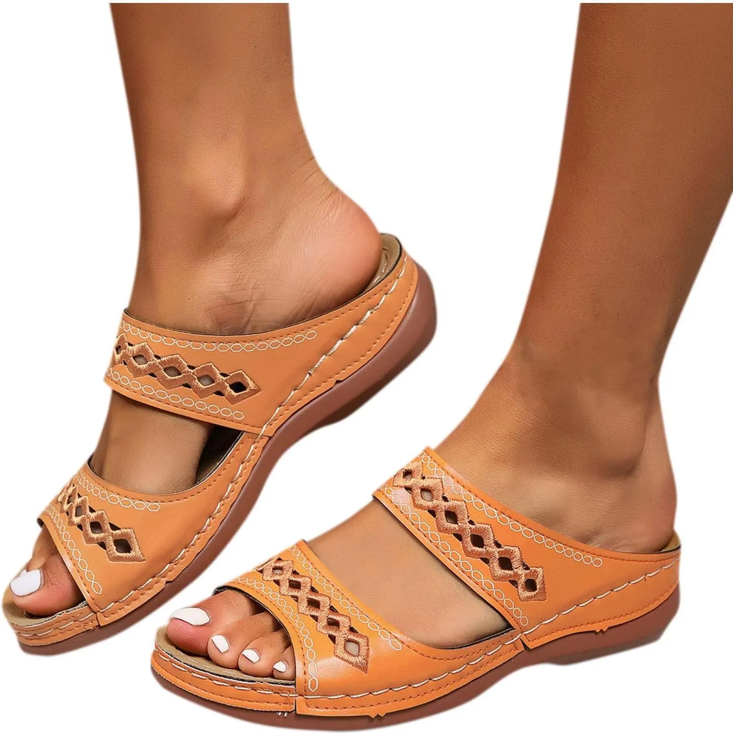 Womens Orthopedic Slide Sandals Ladies Arch Support Slip On Sandal Casual Comfort Walking Slides Chic Summer Beach