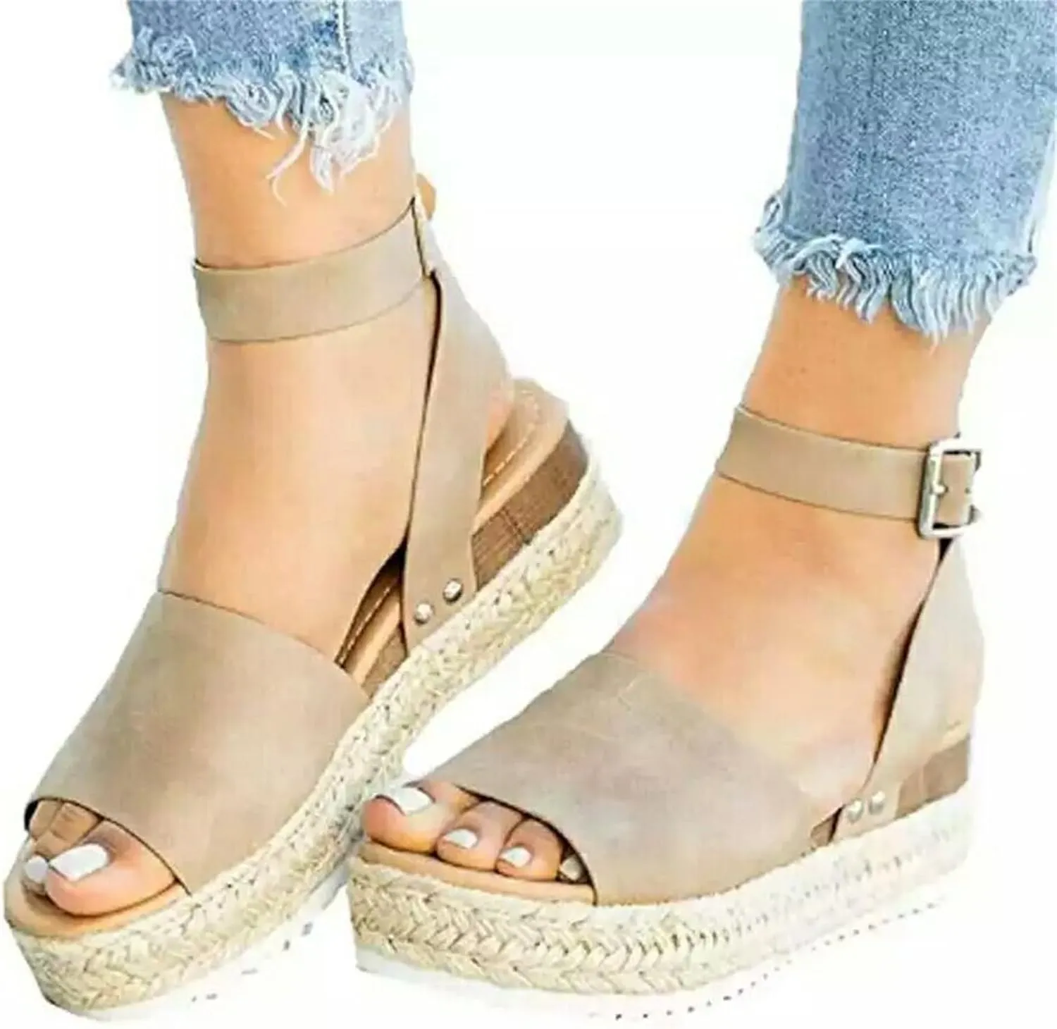 Womens Platform Ankle Strap Sandals Leopard Print Shoes Flatform Wedge Espadrilles Casual Comfortable Dressy Summer Shoes