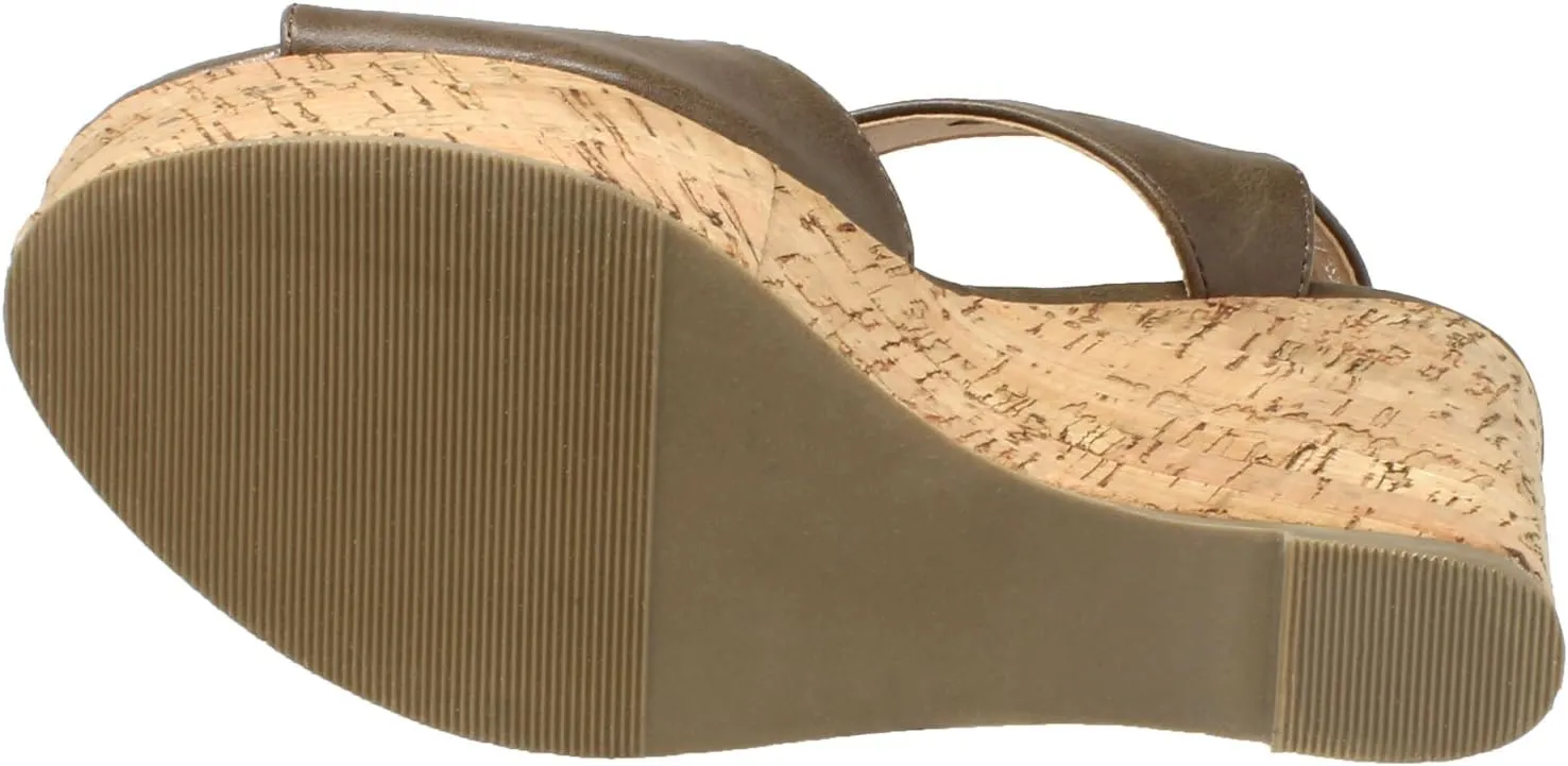 Womens Platform Sandals Cutout T-Strap Slingback Cork Wedges