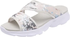 Womens Platform Sandals Elastic Ankle Strap Open Toe Flower Shoes Summer Platform Comfortable Low Wedges Womens Sandal