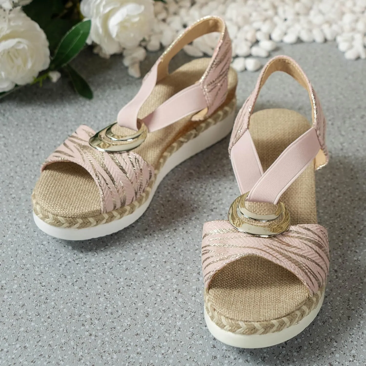Womens Platform Sandals Women's Open Toe Ankle Strap Summer Platform Comfortable Low Wedges Womens Sandal
