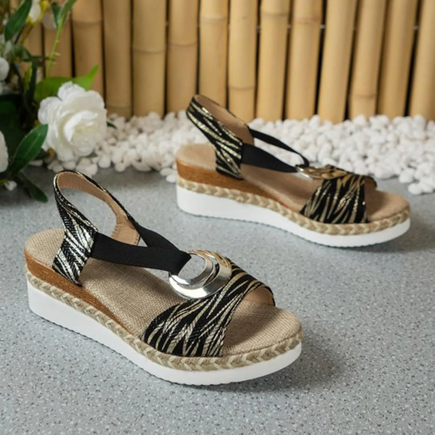 Womens Platform Sandals Women's Open Toe Ankle Strap Summer Platform Comfortable Low Wedges Womens Sandal