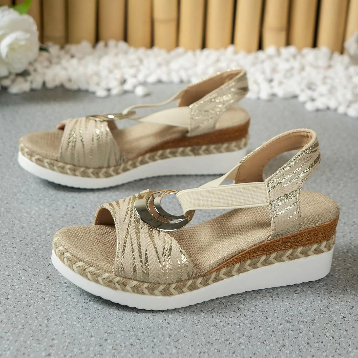 Womens Platform Sandals Women's Open Toe Ankle Strap Summer Platform Comfortable Low Wedges Womens Sandal