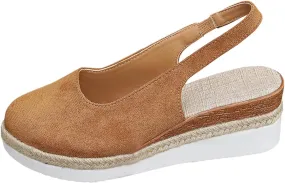 Women's Platform Wedge Sandals Comfortable High Heeled Wedges with Adjustable Buckle Womens Low Wedges Platform Sandals