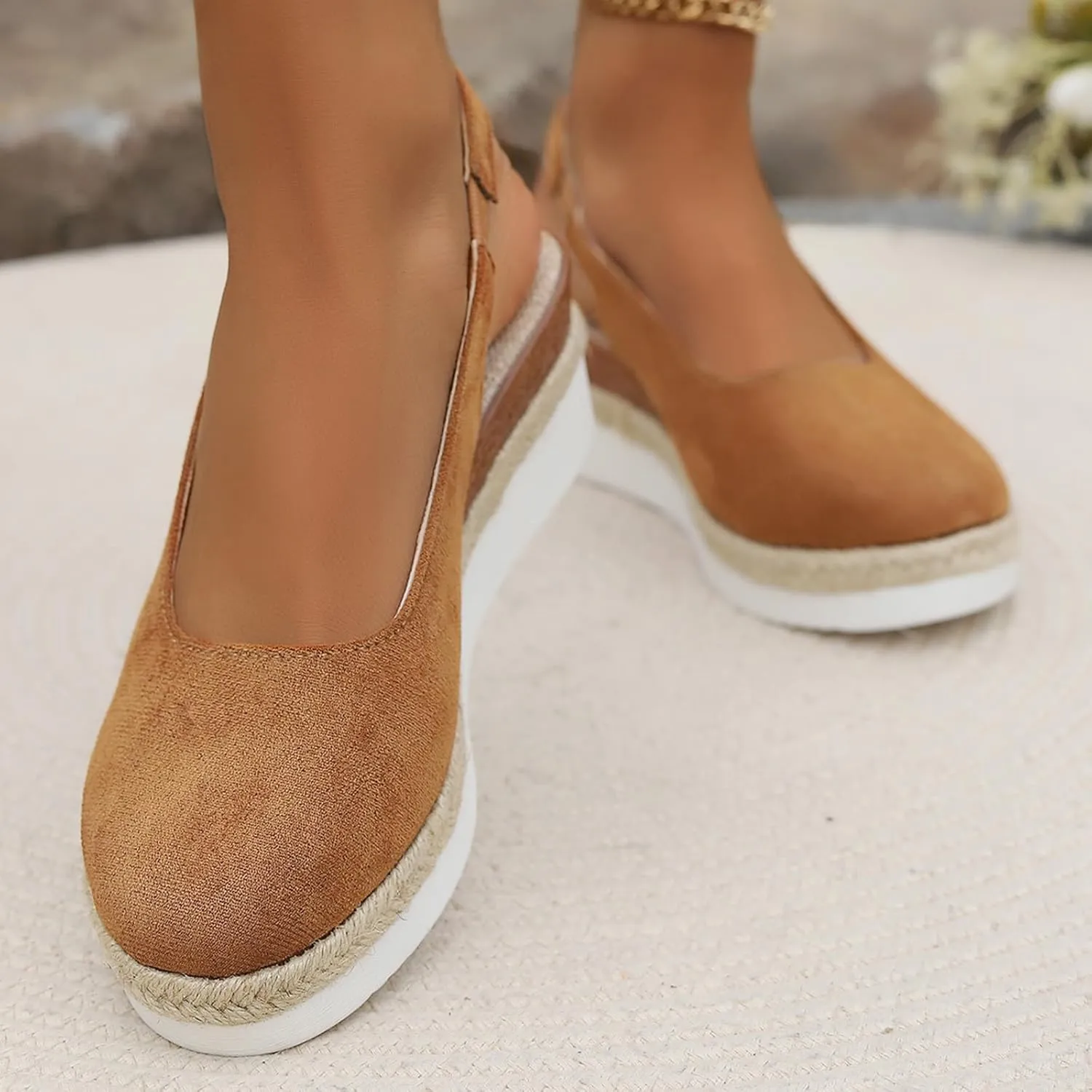 Women's Platform Wedge Sandals Comfortable High Heeled Wedges with Adjustable Buckle Womens Low Wedges Platform Sandals