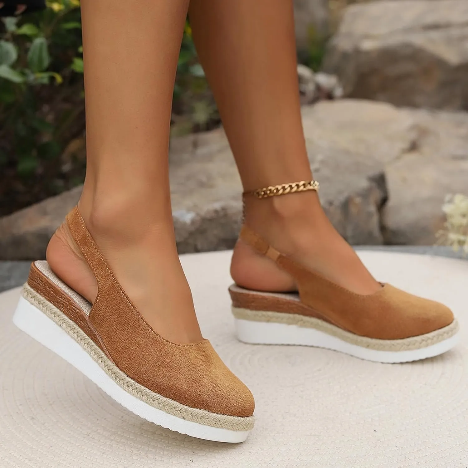 Women's Platform Wedge Sandals Comfortable High Heeled Wedges with Adjustable Buckle Womens Low Wedges Platform Sandals