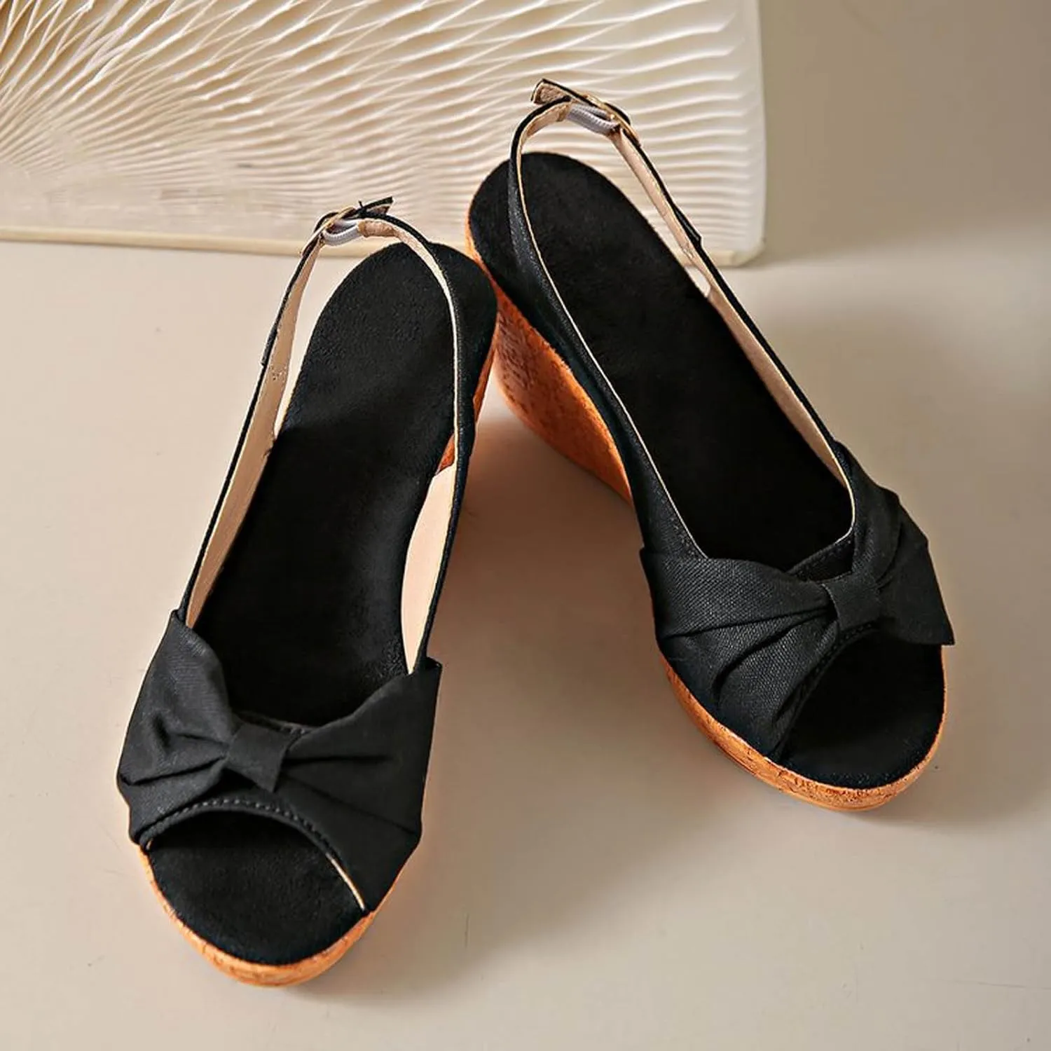 Women's Platform Wedge Sandals Comfortable Orthopedic Sandals Casual Elastic Ankle Strap Platform Sandals