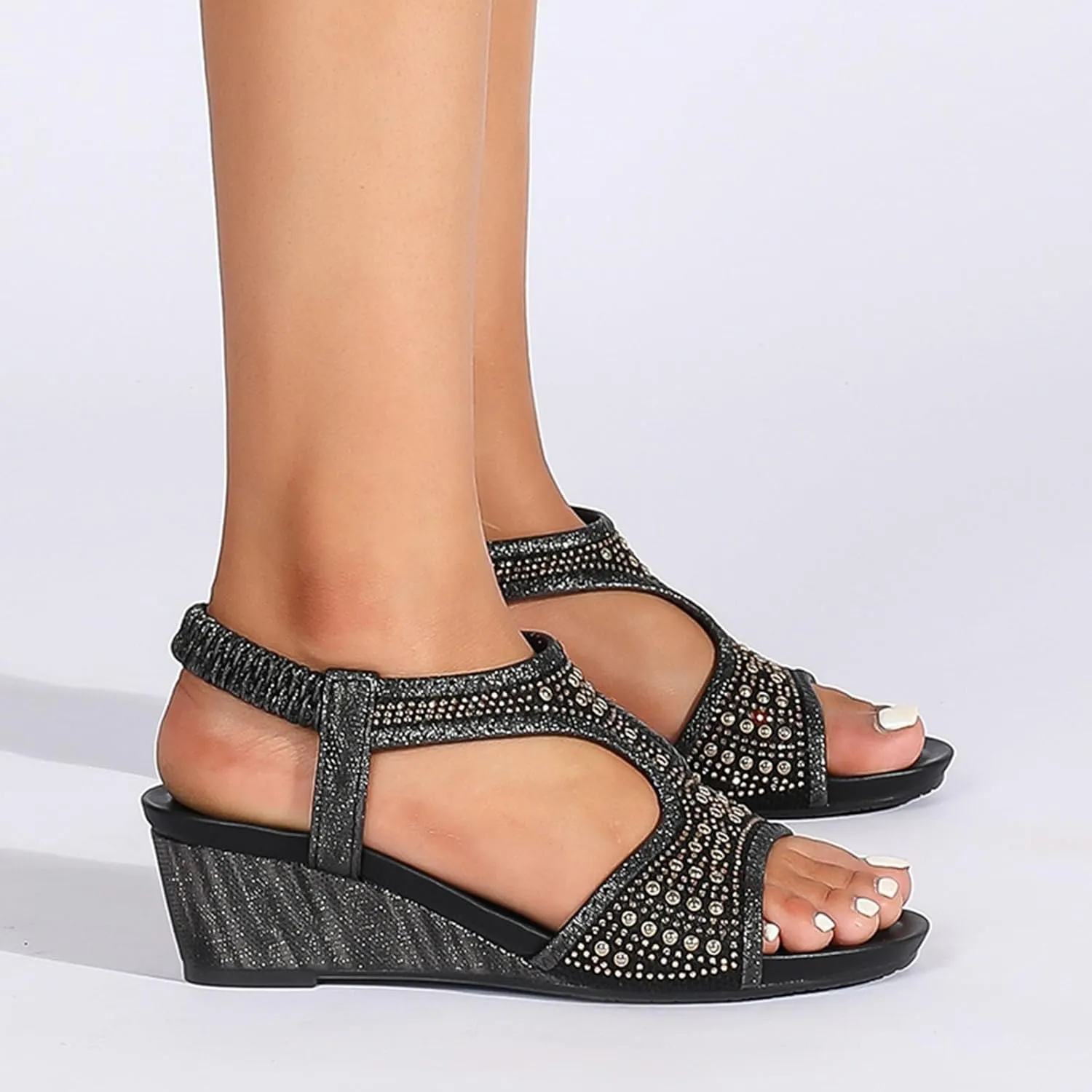 Women's Platform Wedge Sandals Flower Low Heel Dressy Sandals Summer Low Wedges Womens Comfortable Open Toe Sandal