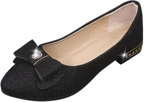 Womens Rhinestone Shoes Wedding Shoes Bride Flat Shoes Pointed Toe Ballet Flats Bowknot Dress Shoes Sparkly Shoes