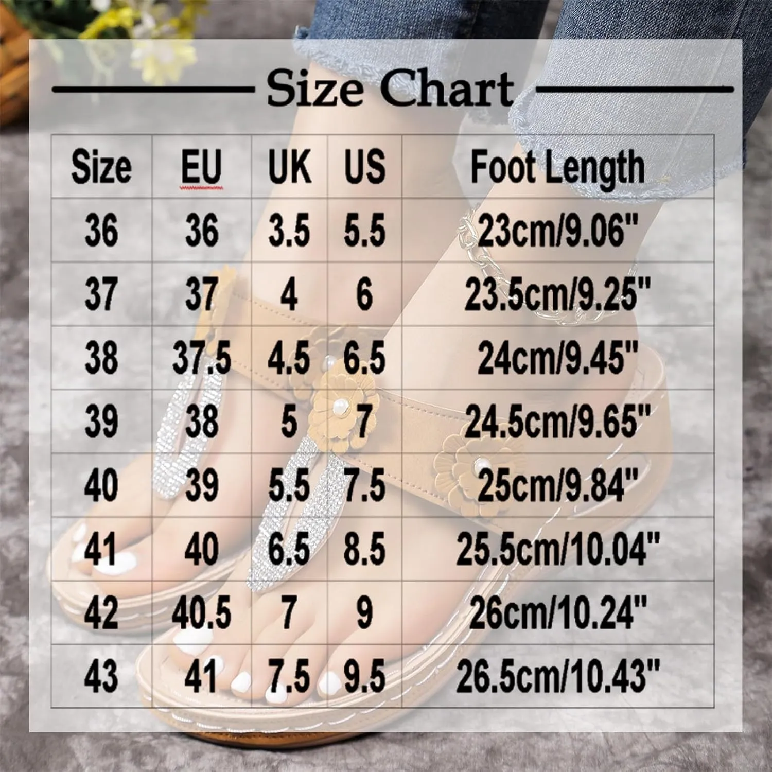 Womens Rhinestones Flip Flops Comfortable Arch Support Beach Sandal Low Wedge Thong Sandals Walking Non-Slip Slides