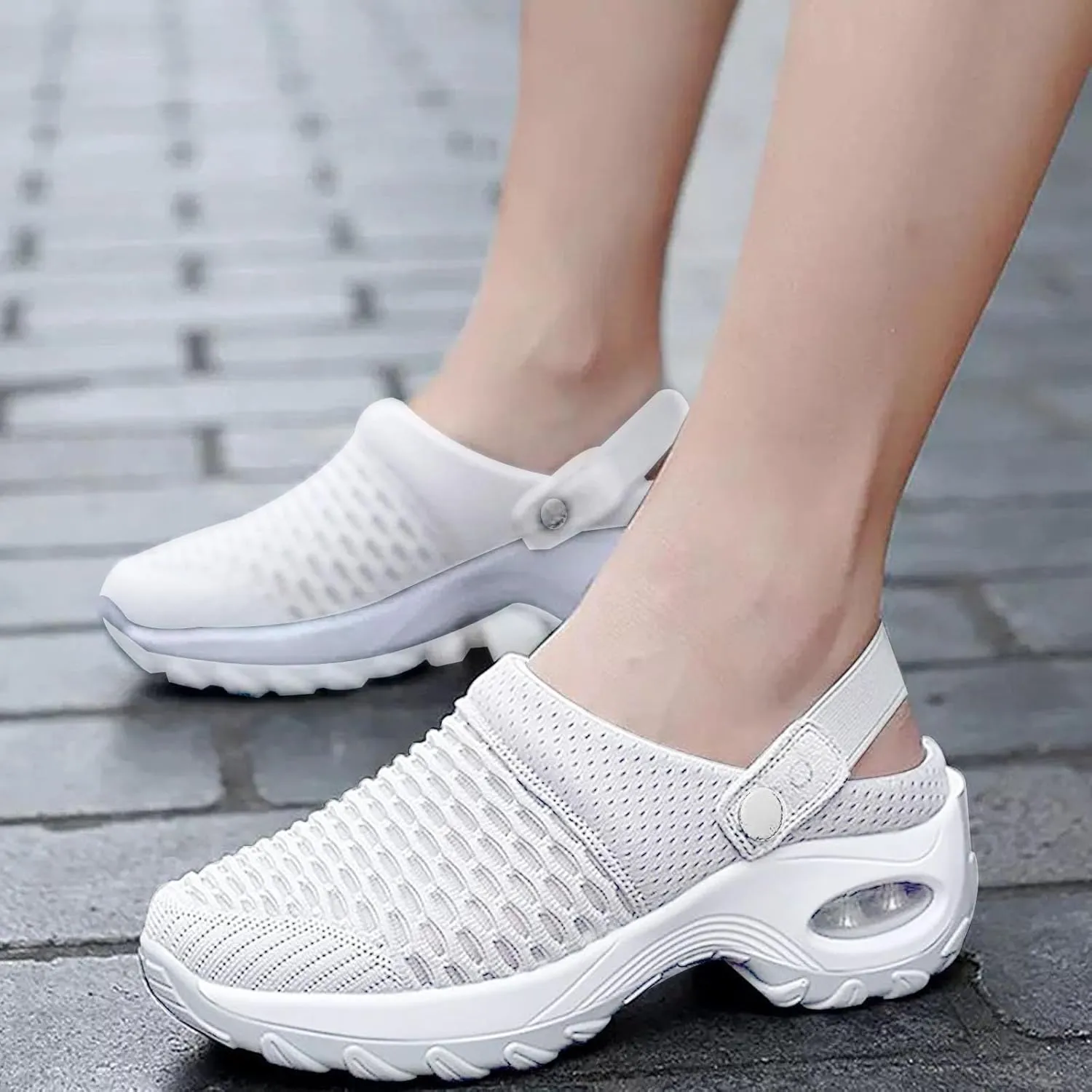 Women's Sandals 2025 Lightweight Sandals with Air Cushion Summer Air Cushion Platform Outdoor Dressy Slippers Walking Shoes Comfortable Breathable Walking Casual Mules Trendy Sneaker 2025