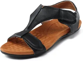Womens Sandals Arch Support T-Strap Orthopedic Flat Adjustable Comfortable T-Strap Walking Sandals Beach Shoes