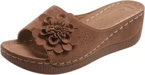 Womens Sandals Block Heel Fish Mouth Flowers Comfortable Hollow Out Open Toe Breathable Adjustable Strappy Shoes