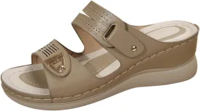 Womens Sandals Comfortable Wedge Platform Sandal Dressy Casual Open Toe Slip On Orthopedic Walking Summer Sandals Breathable Indoor Outdoor Slippers