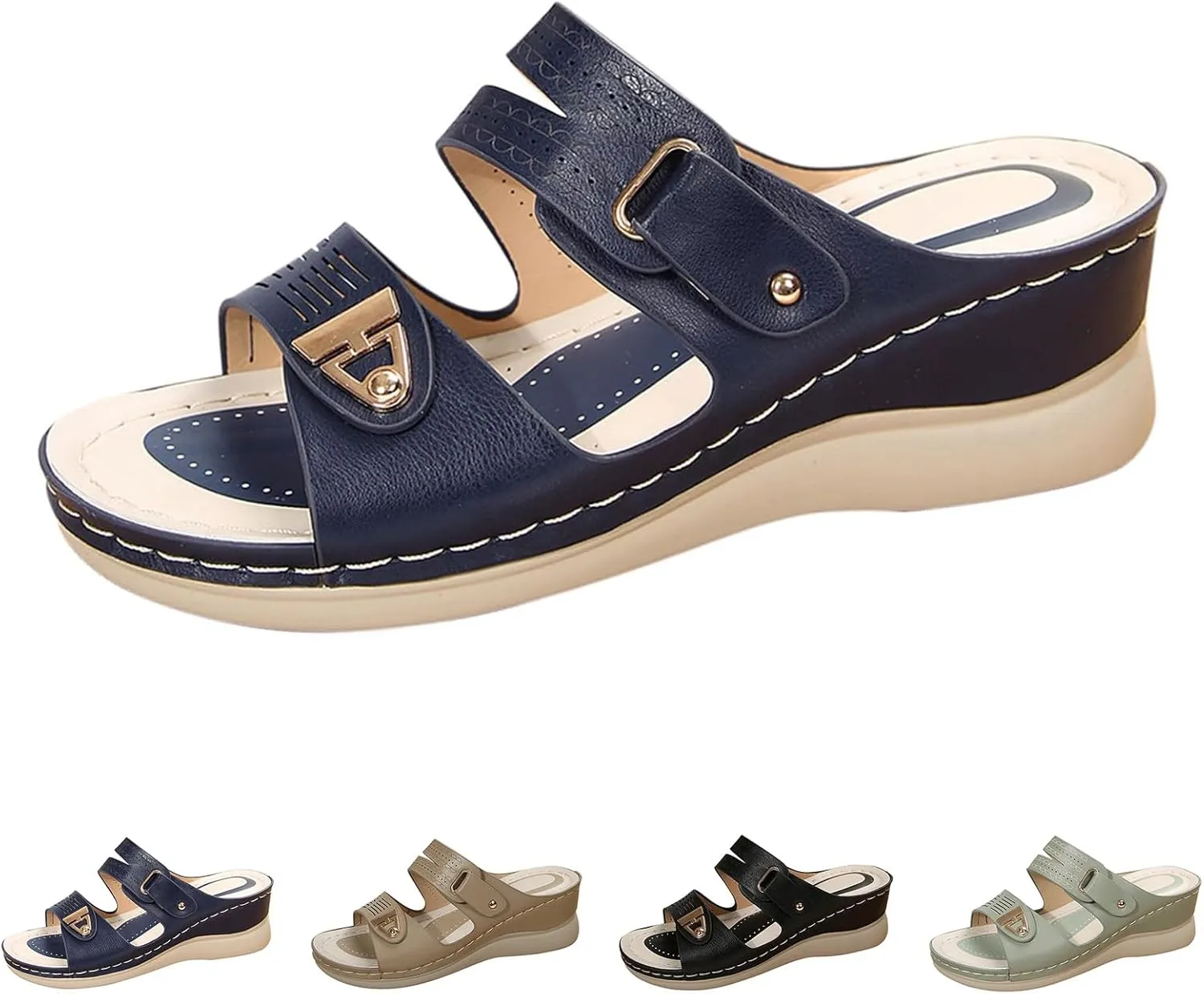Womens Sandals Comfortable Wedge Platform Sandal Dressy Casual Open Toe Slip On Orthopedic Walking Summer Sandals Breathable Indoor Outdoor Slippers