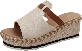 Womens Sandals Platform Ankle Strap Womens Sandals Open Toe Espadrille Wedge Slip On Sandals for Women