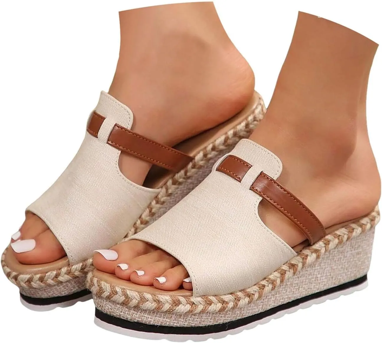 Womens Sandals Platform Ankle Strap Womens Sandals Open Toe Espadrille Wedge Slip On Sandals for Women