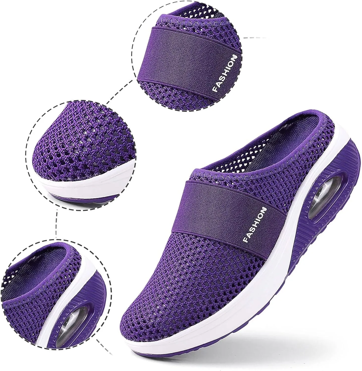 Womens Sandals With Arch Support Casual Womens Slip On Mules Walking Slippers Closed Toe Slides Orthopedic Shoes