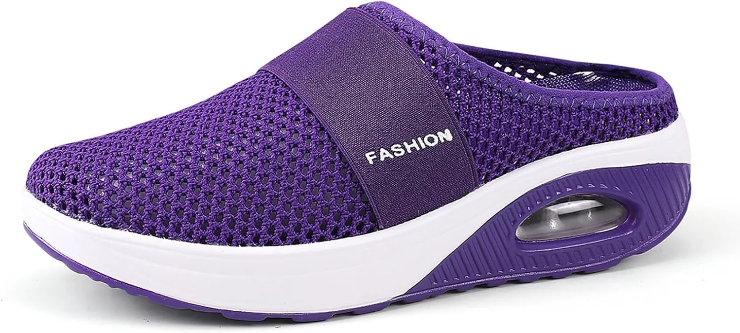 Womens Sandals With Arch Support Casual Womens Slip On Mules Walking Slippers Closed Toe Slides Orthopedic Shoes
