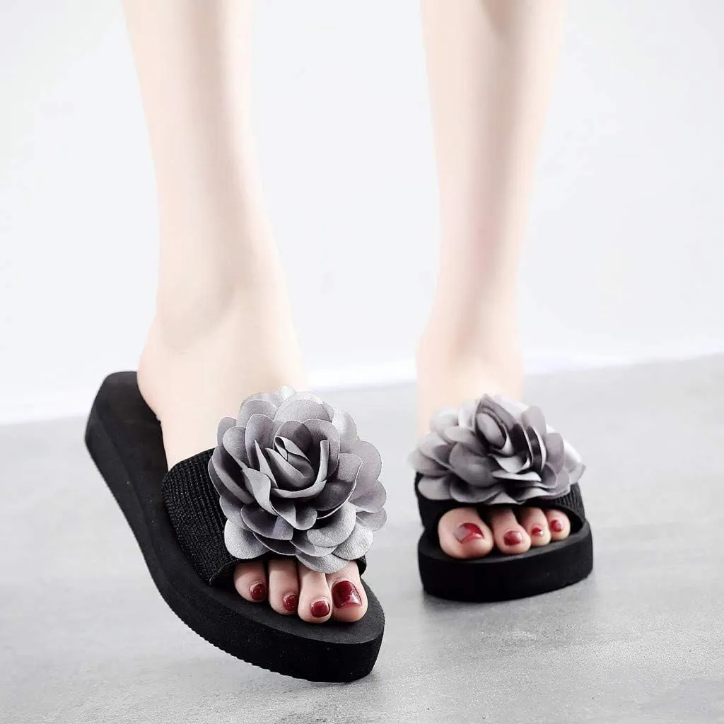 Womens Sandals, Womens Flower Flip-Flops, Summer Clip-Toe Flats, Indoor Outdoor Slippers Light Non-Slip