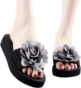 Womens Sandals, Womens Flower Flip-Flops, Summer Clip-Toe Flats, Indoor Outdoor Slippers Light Non-Slip