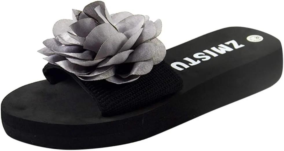 Womens Sandals, Womens Flower Flip-Flops, Summer Clip-Toe Flats, Indoor Outdoor Slippers Light Non-Slip
