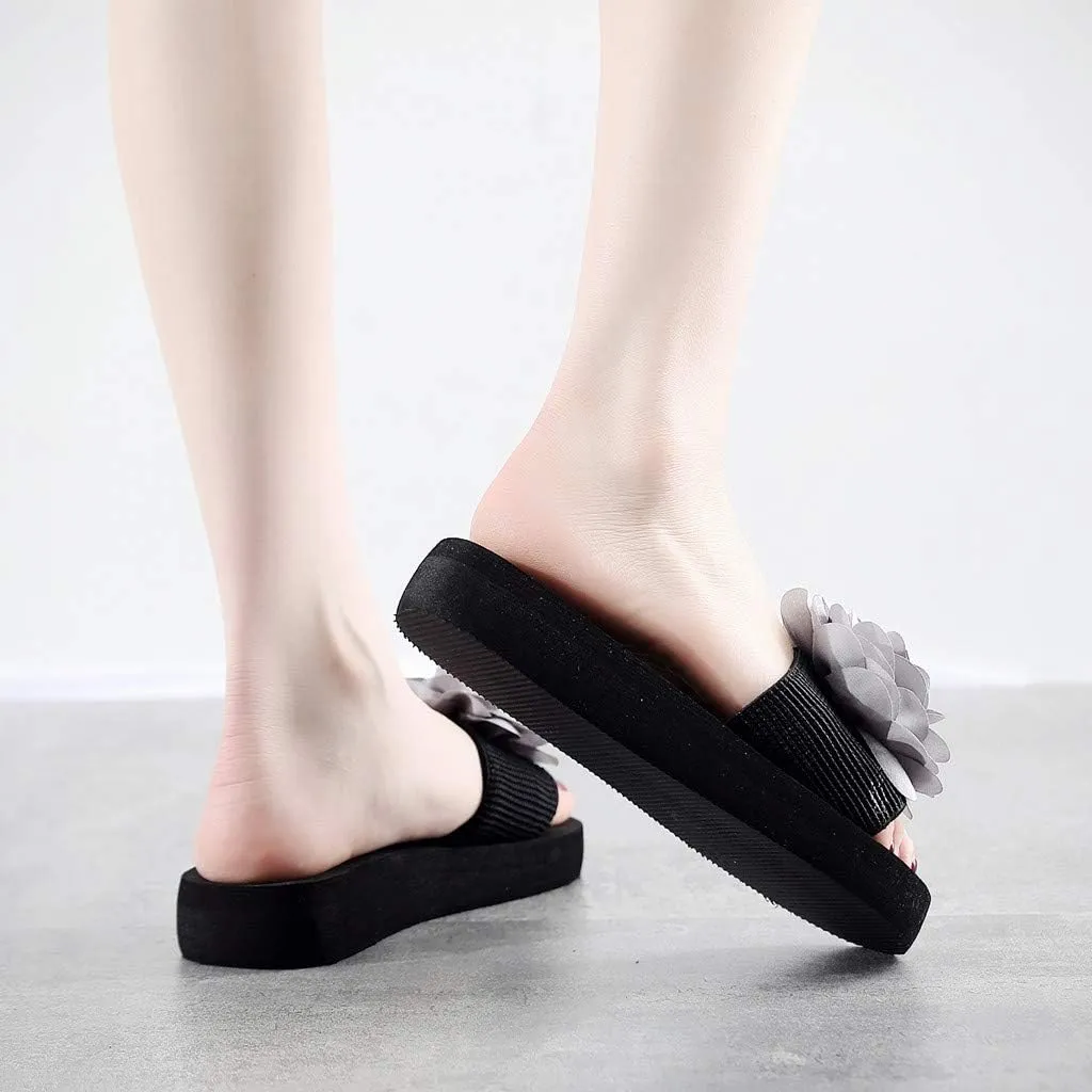 Womens Sandals, Womens Flower Flip-Flops, Summer Clip-Toe Flats, Indoor Outdoor Slippers Light Non-Slip
