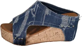 Womens Sandals Womens Platform Wedge Sandals Open Toe Slip On Slides Cork Heeled Cutout Comfortable Summer Shoes