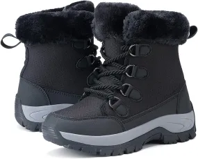 Womens Snow Boots Lace-up Warm Fleece Lined Winter Boots for Women Anti Slip Ankle Boots Mid Calf Boots Water-proof Outdoor Boots Comfortable Walking Shoes for Women Ladies Girls