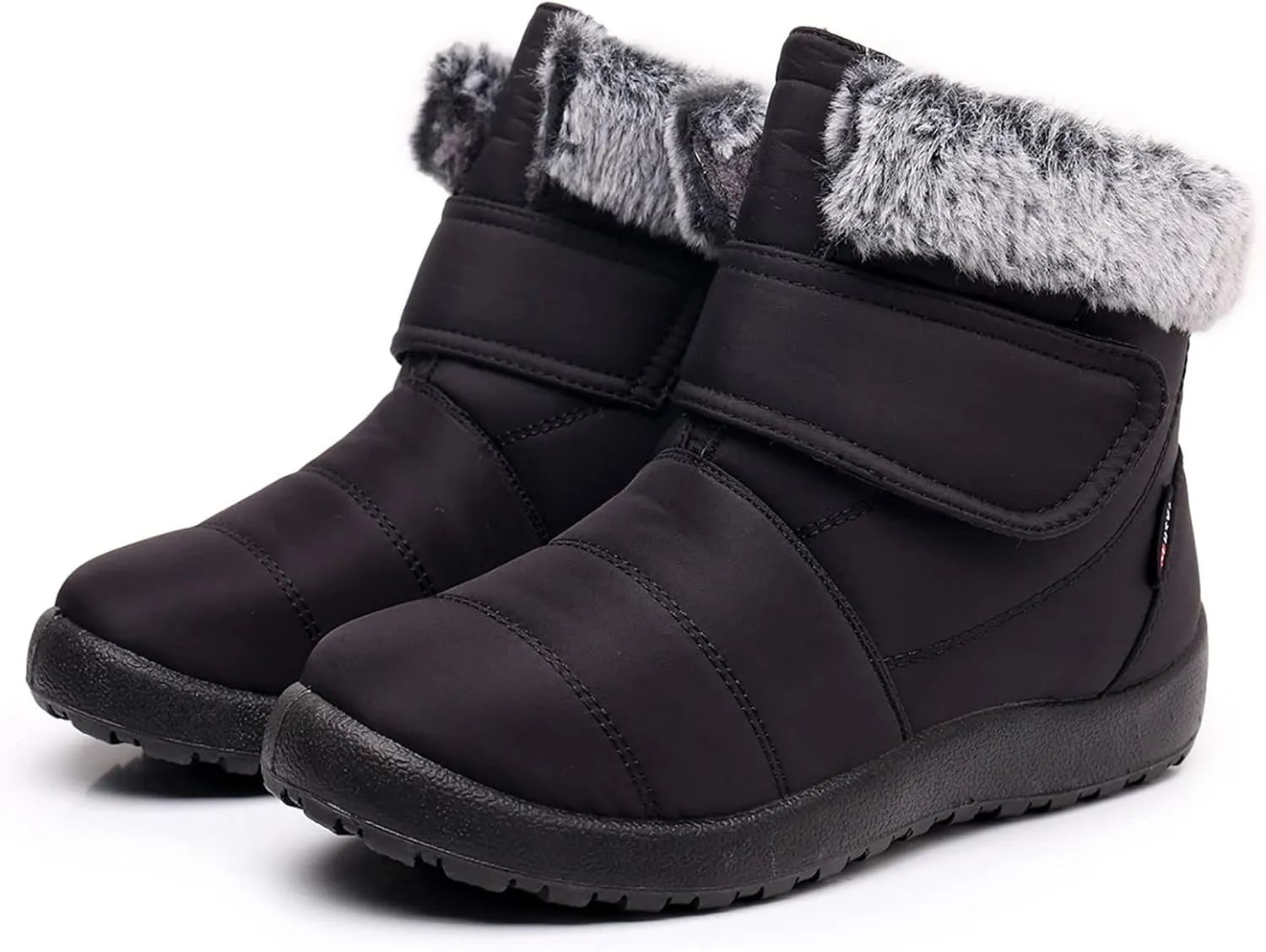 Womens Snow Boots Warm Fleece Lined Winter Boots Comfortable Slip On Outdoor Shoes for Women Round Toe Hook Loop Flat Boots Water-proof Booties Anti-Slip Walking Shoes Mid-Calf Boots