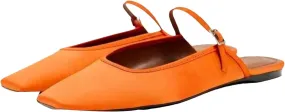 Women's Square Toe Slingbacks, Satin Buckle Breathable Chic Mules