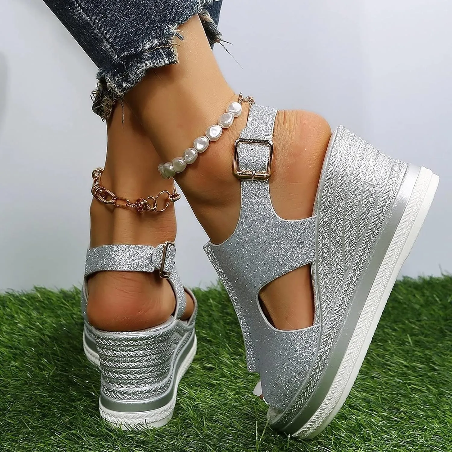 Womens Summer Wedge Sandals Summer Comfortable Dress Wedges Sandal Orthopedic Sandals with Arch Support