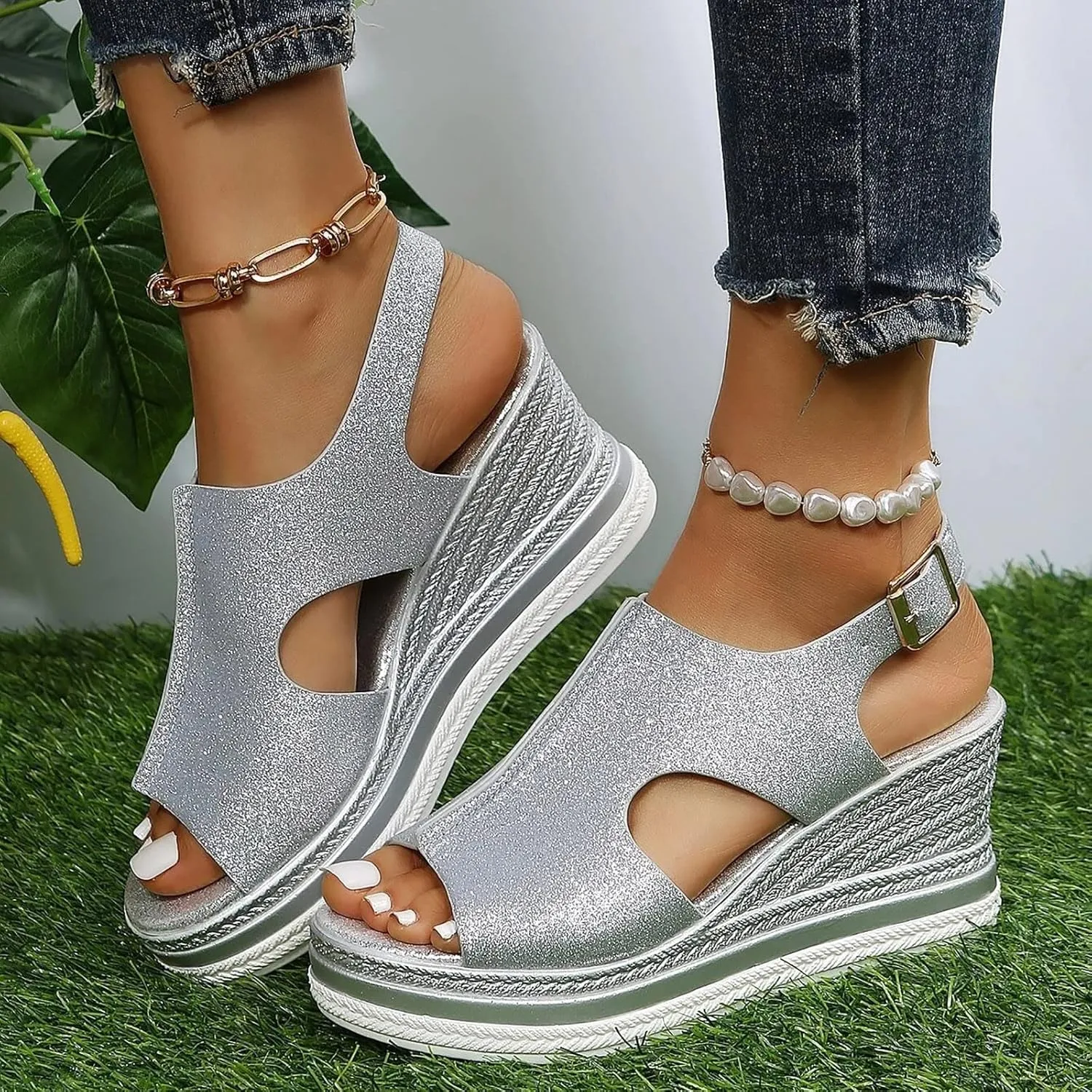 Womens Summer Wedge Sandals Summer Comfortable Dress Wedges Sandal Orthopedic Sandals with Arch Support