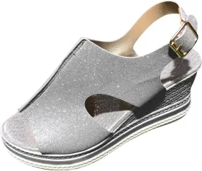 Womens Summer Wedge Sandals Summer Comfortable Dress Wedges Sandal Orthopedic Sandals with Arch Support