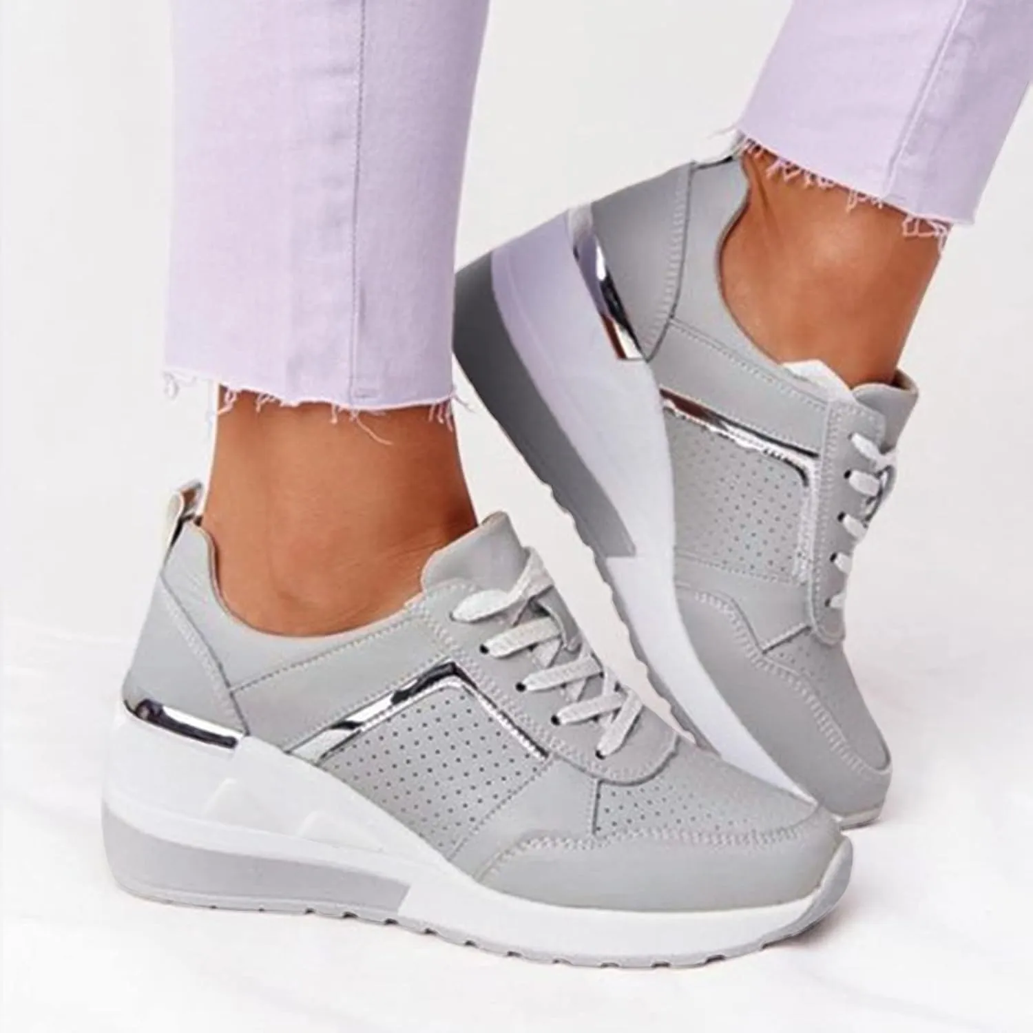 Womens Walking Shoes Thick Sole Fashion Breathable Sneakers Comfortable Slip On Casual Platform Sneakers for Women