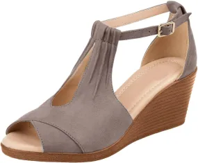 Womens Wedge Sandal Wide Width Open Toe Buckle Ankle Strap Espadrilles Flatform Wedge Casual Sandal Beach Vacation Shoes